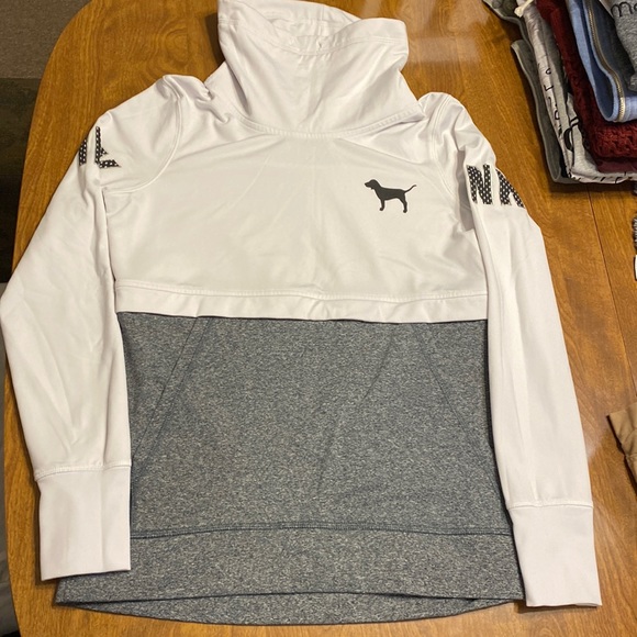PINK Victoria's Secret White and Gray Hoodie - Picture 1 of 3